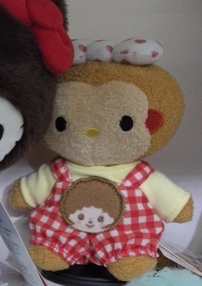 Monchhichi Friend in Gingham Overalls